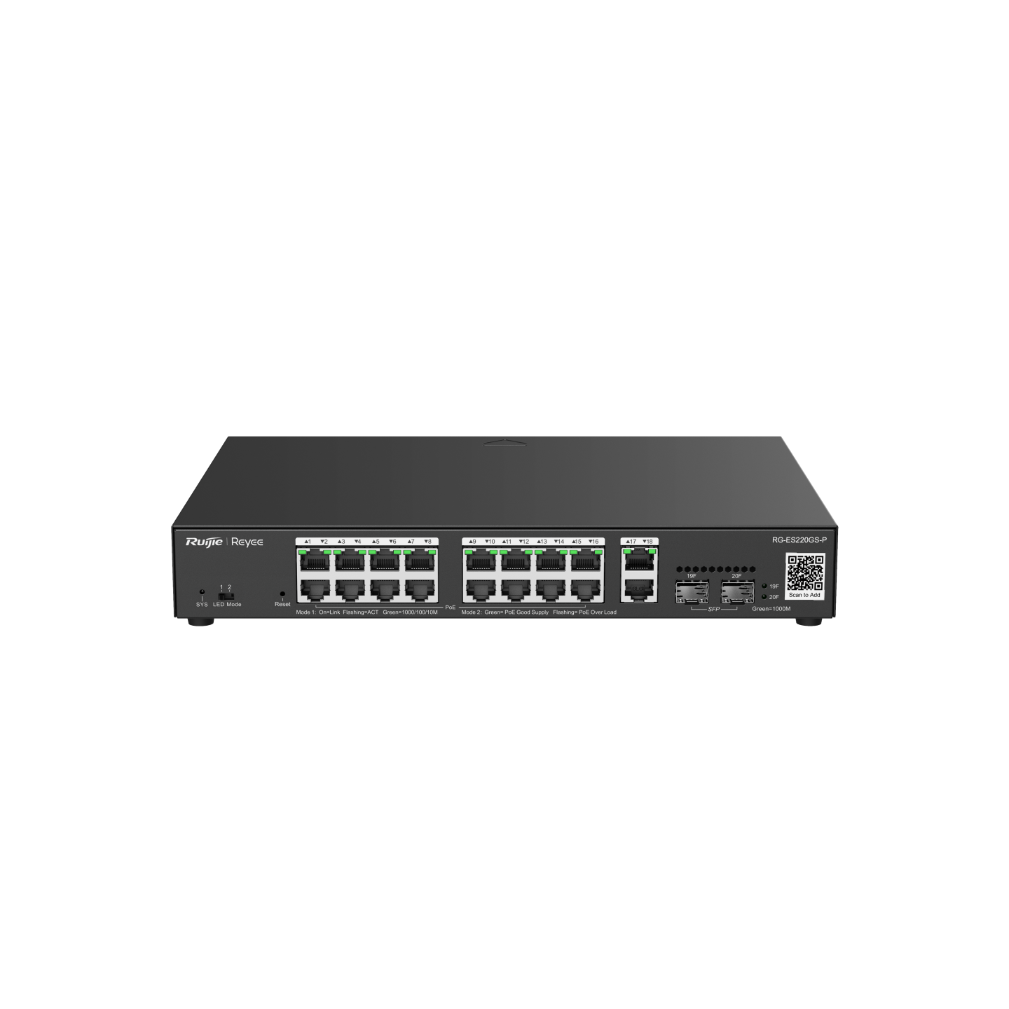 RG-ES220GS-P 20-Port Gigabit Smart Cloud Managed PoE Switch