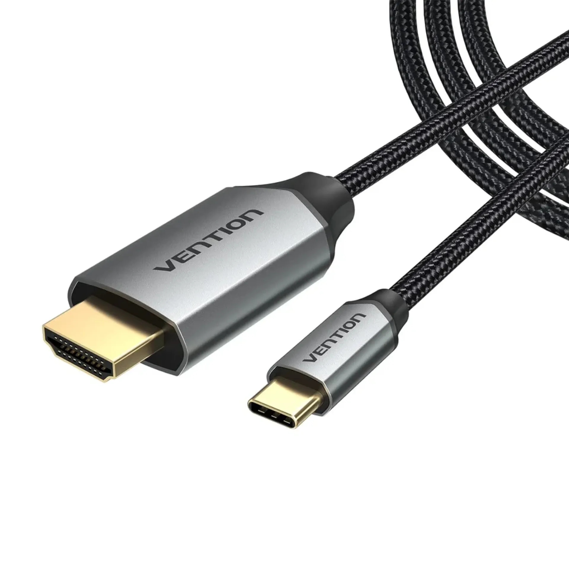 Vention Cotton Braided Type-C to HDMI Cable 2M Black Alluminium alloy