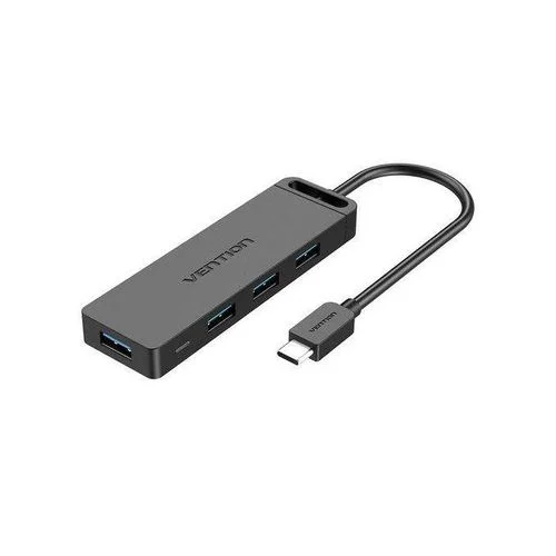 Vention Type-C to 4-Port USB 3.0 Hub with Power Supply Black 0.5M ABS
