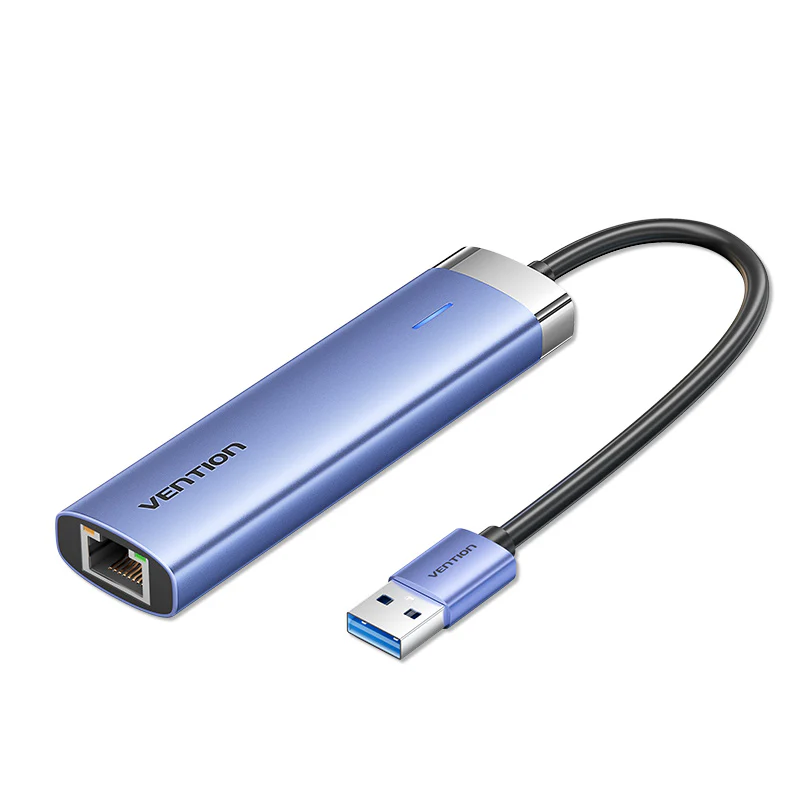 Vention 5-in-1 USB 3.0 to USB 3.0 x 3/RJ45/USB-C Hub 0.15M Blue