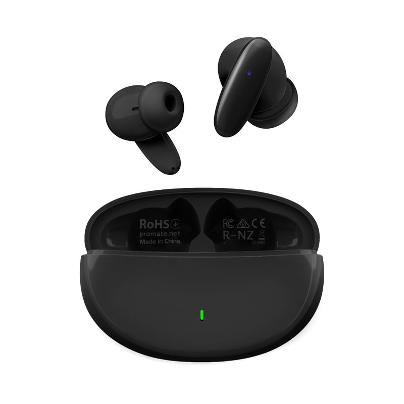 Promate Compact Bluetooth v5.1 TWS IPX5 Earphones, Black