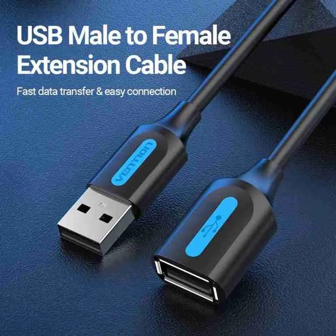 Vention USB 2.0 A Male to A Female Extension Cable 1.5M Black PVC Type