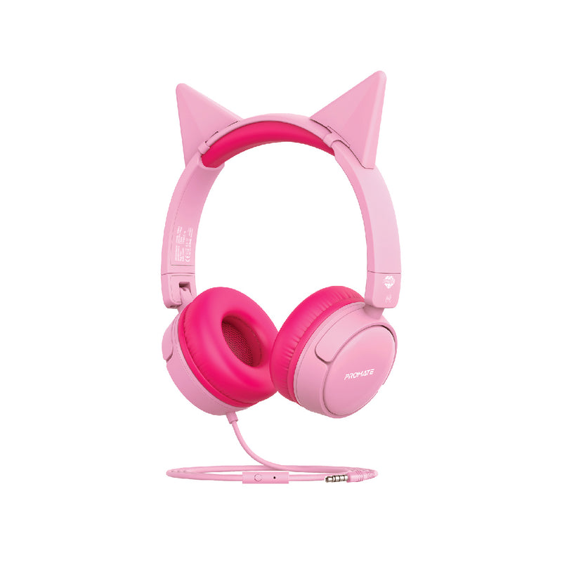 Promate HD Stereo KidSafe Wired Headset(JEWEL.AQUA/ BUBBLEGUM)
