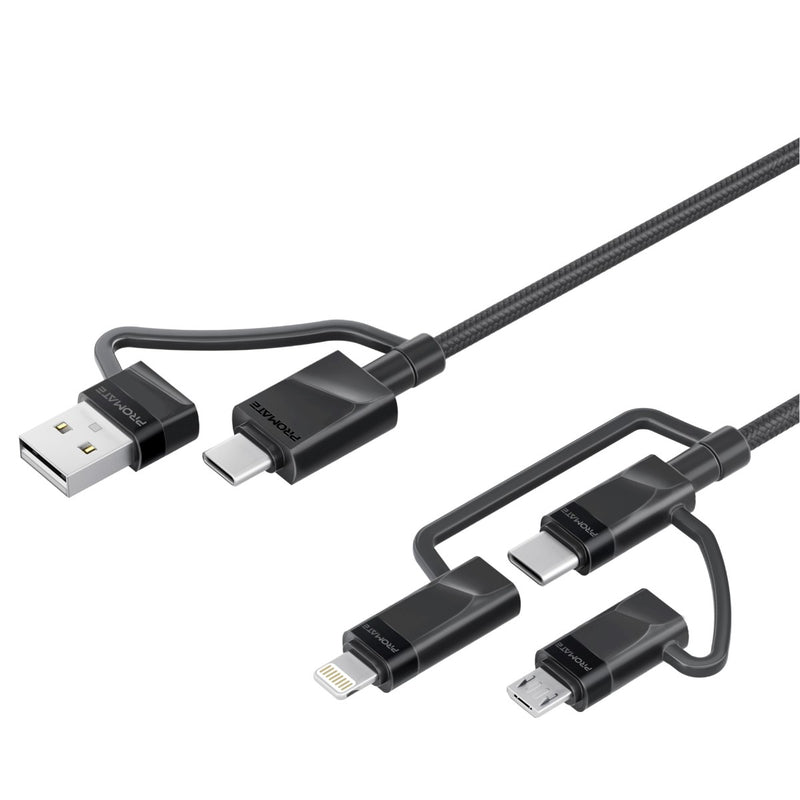 Promate 6-in-1 Hybrid Multi-Connector Cable for Charging & Data