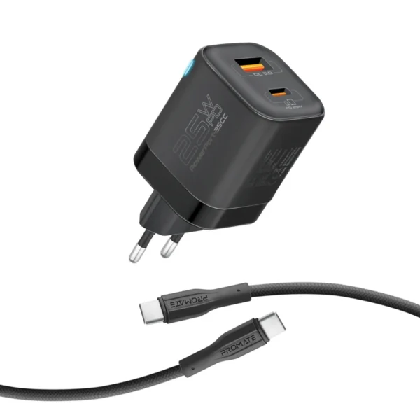 Promate Charging Kit Containing a 25W Wall Charger with 25W PD