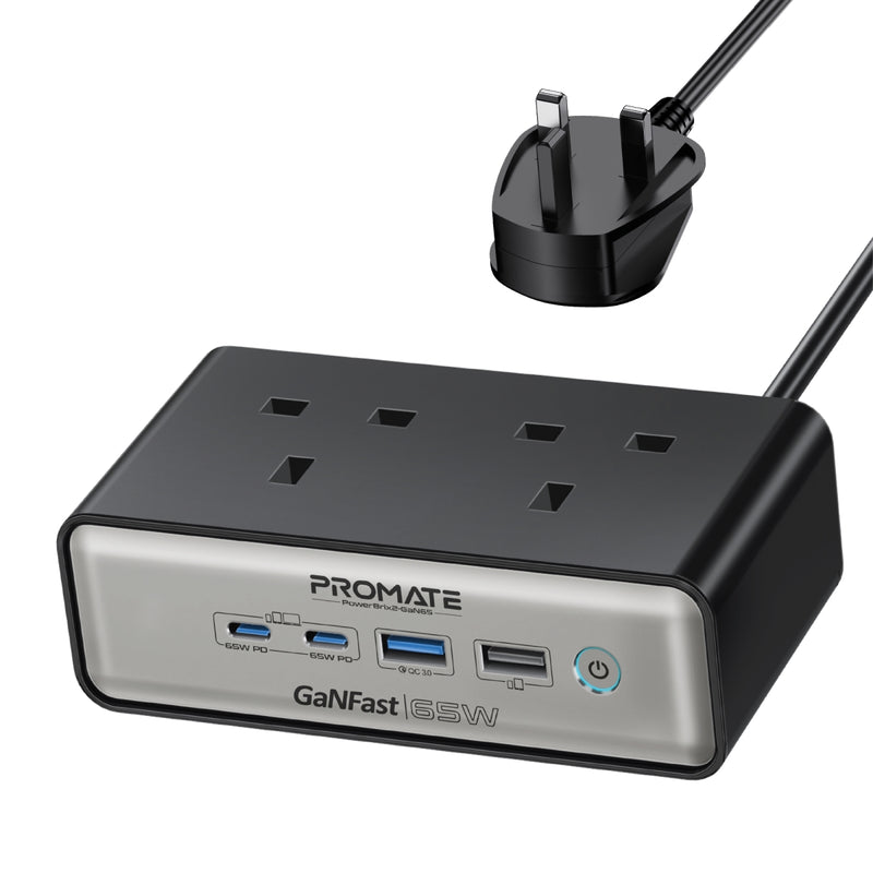 Promate 65W Power Delivery GaNFast™ charging station with 3250W Dual
