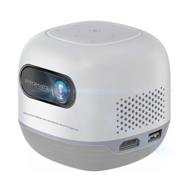 Promate 4K Ultra-Portable Wireless DLP Projector with touch controls •