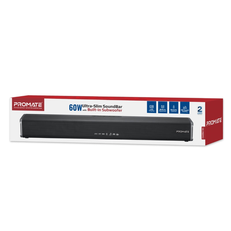 Promate 60W Ultra-Slim SoundBar with Built-in Subwoofer(CastBar-60)