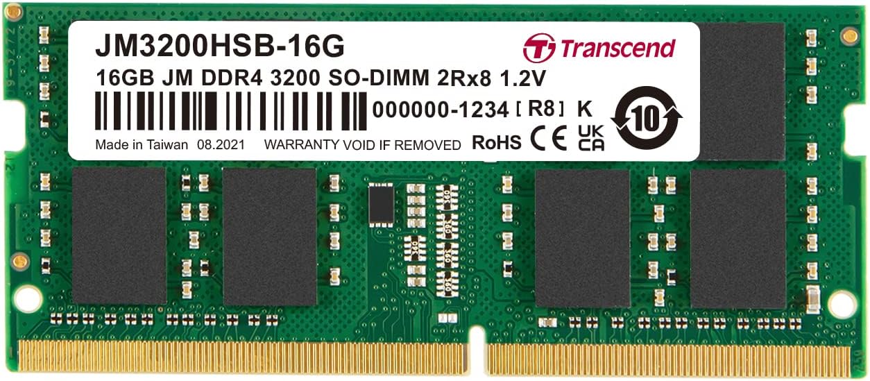 Transcend Laptop RAM DDR4 16GB So-DIMM 3200Mbps JM3200HSE-16G