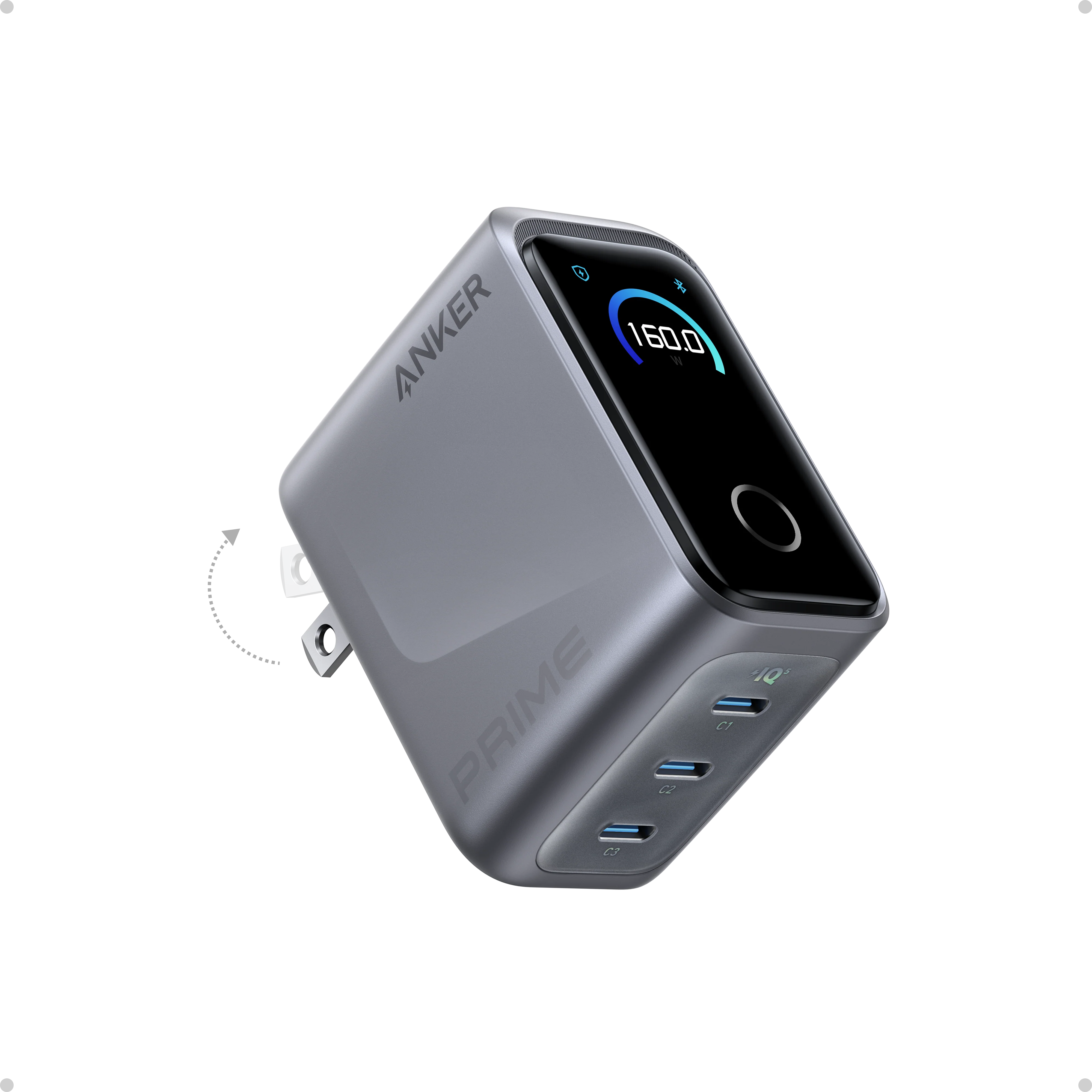 A2687241 ANKER PRIME CHARGER(160W, 3 PORTS, SMART DISPLAY) SILVER