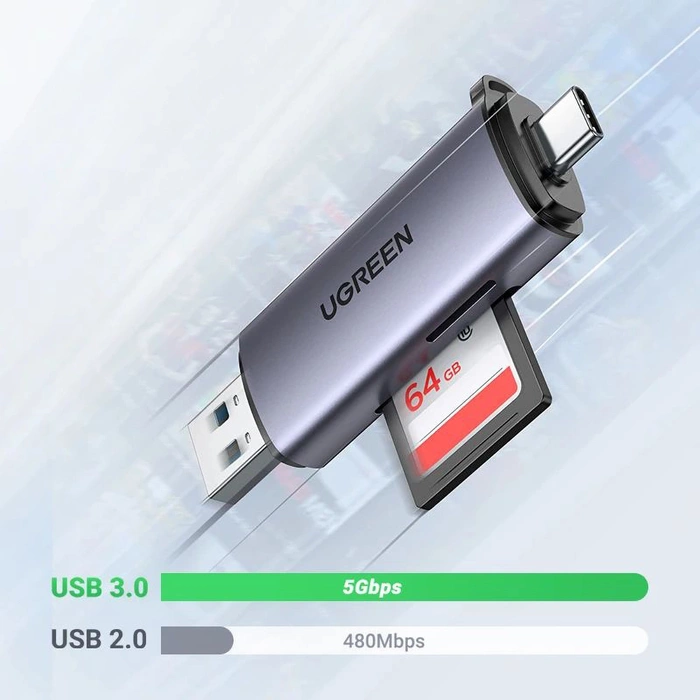 Ugreen CM185 50706 reader for SD / micro SD cards on USB-A 3.0 / USB-C thumbnail 3