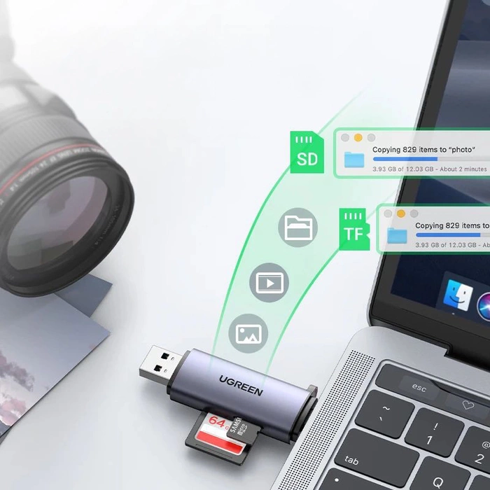 Ugreen CM185 50706 reader for SD / micro SD cards on USB-A 3.0 / USB-C thumbnail 5