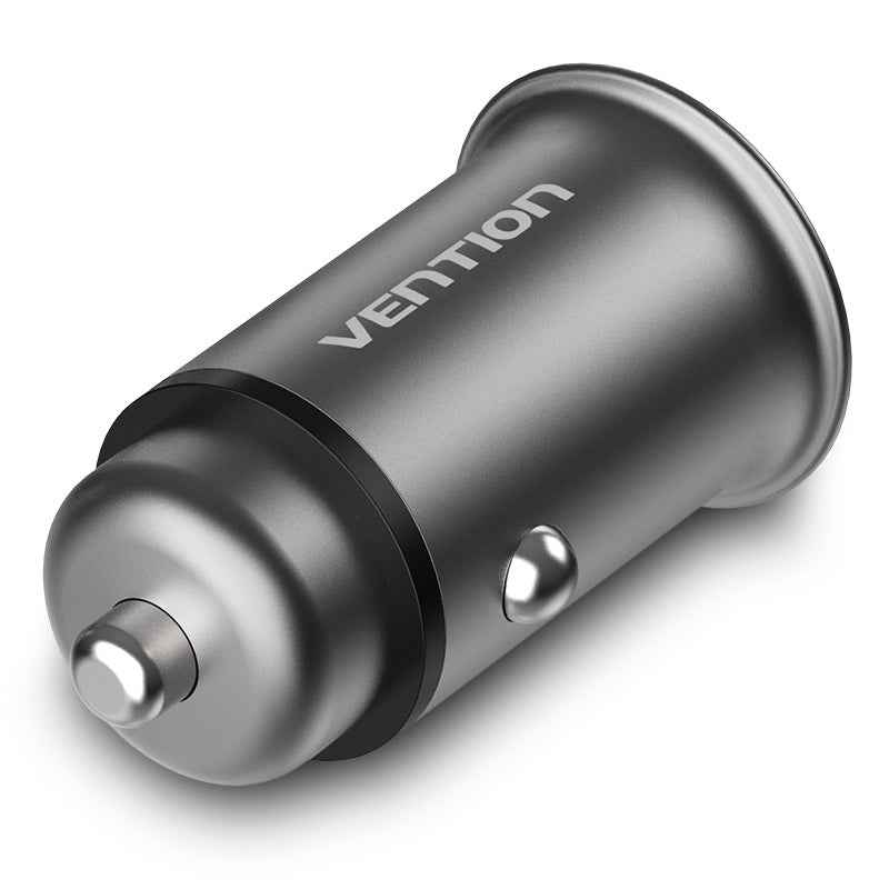 Vention 25W Dual USB Car Charger Gray Mini Style Aluminium Alloy Type