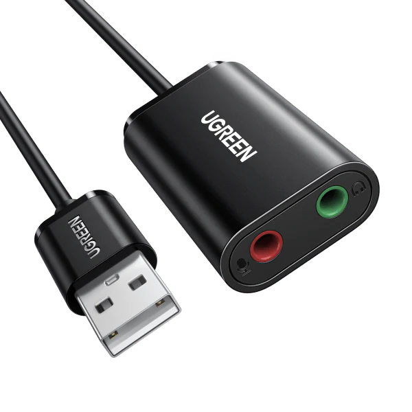 UGREEN US205 USB 2.0 to 3.5mm Headphone External Sound Adapter (Black)