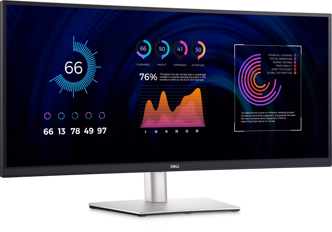 Dell 34" Inch P3424WE Curved USB-C Hub Monitor [DisplayPort, HDMI