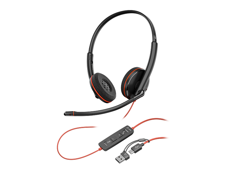 Poly Blackwire 3220 Wired Stereo USB-C Headset with Noise cancelling thumbnail 2