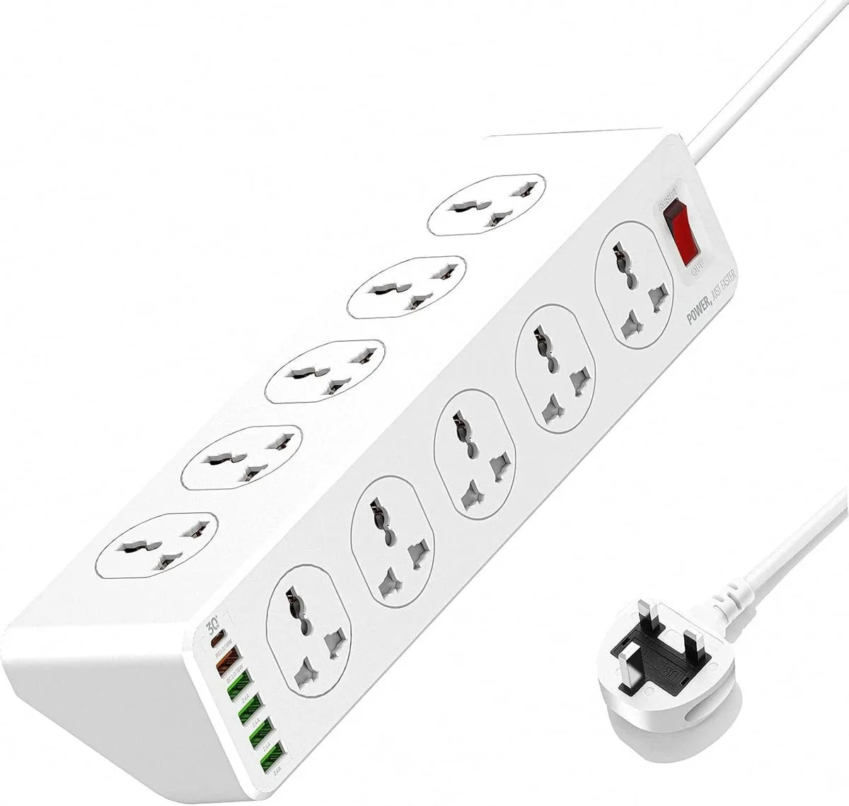 LW-EXT-106U -3P /10 WAY + 6 USB FAST CHARGING/2MTR LW-EXT-106U -3P
