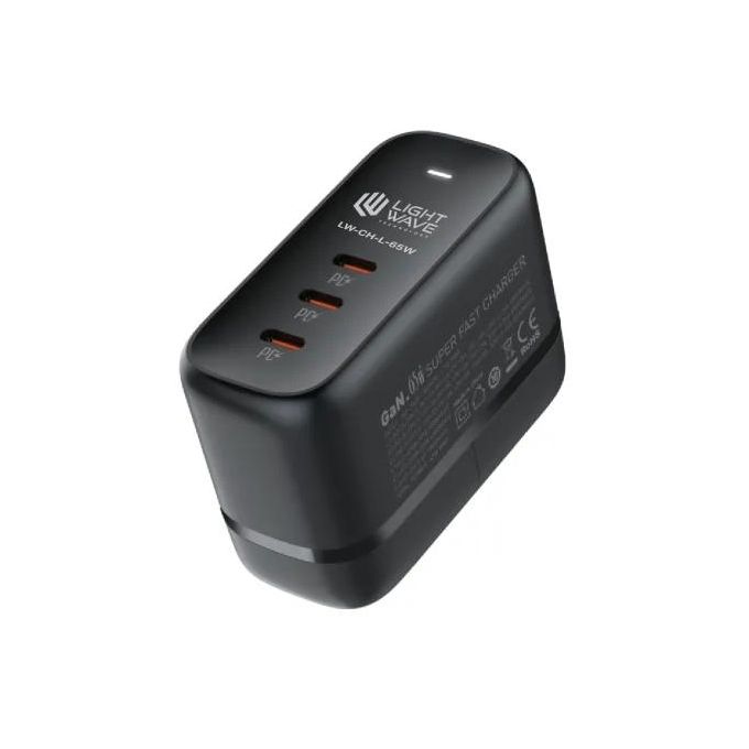 Lightwave 65W Travel Adapter, 3 USB Type-C Ports with PD