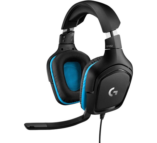 LOGITECH G432 Wired Gaming Headset Leatherette Black/Blue 981-000770