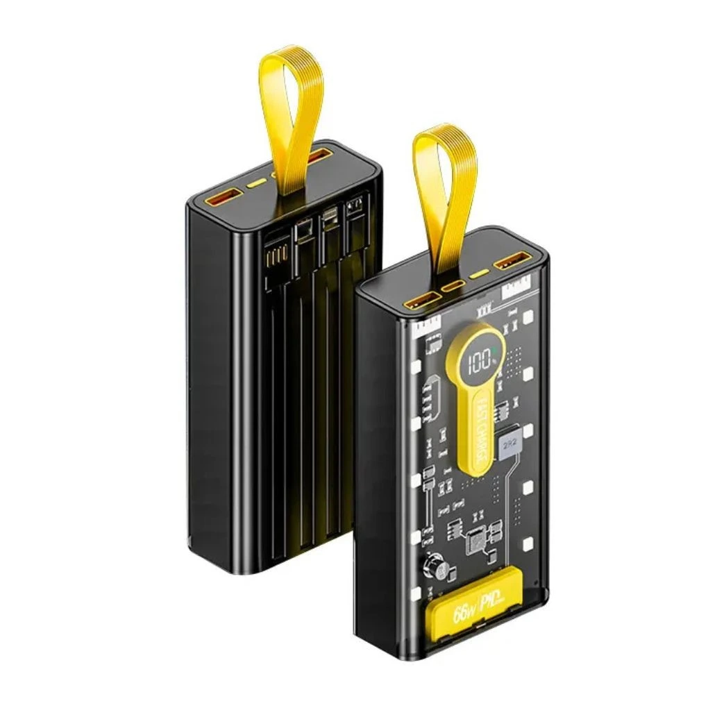 NEO Ai 35000mAh Transparent Power Bank With attached Cables