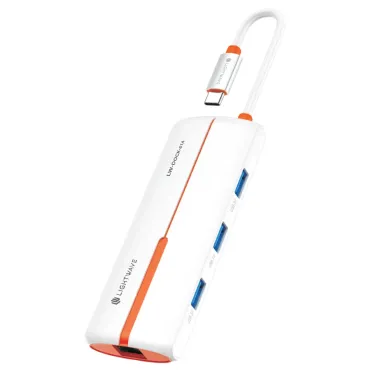 Light Wave USB-C MULTI-FUNCTIONAL 6-in-1 Docking Station -Type C to 1 HDMI 4K@30Hz, 3x USB 3.0 /1 RJ45/ High-Speed Data and Charging/PD 100W.