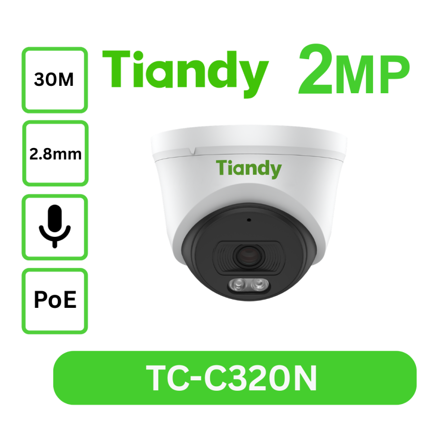 2MP Fixed Turret Dome Camera IP with Audio TC-C320N I3/E/Y/2.8mm