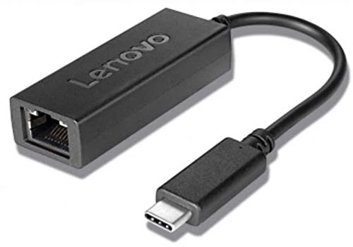 Lenovo USB-C to Ethernet Adapter (4X90S91831), Gigabit 10/100/1000 Mbps, RJ45, PXE/WOL, Bus-Powered