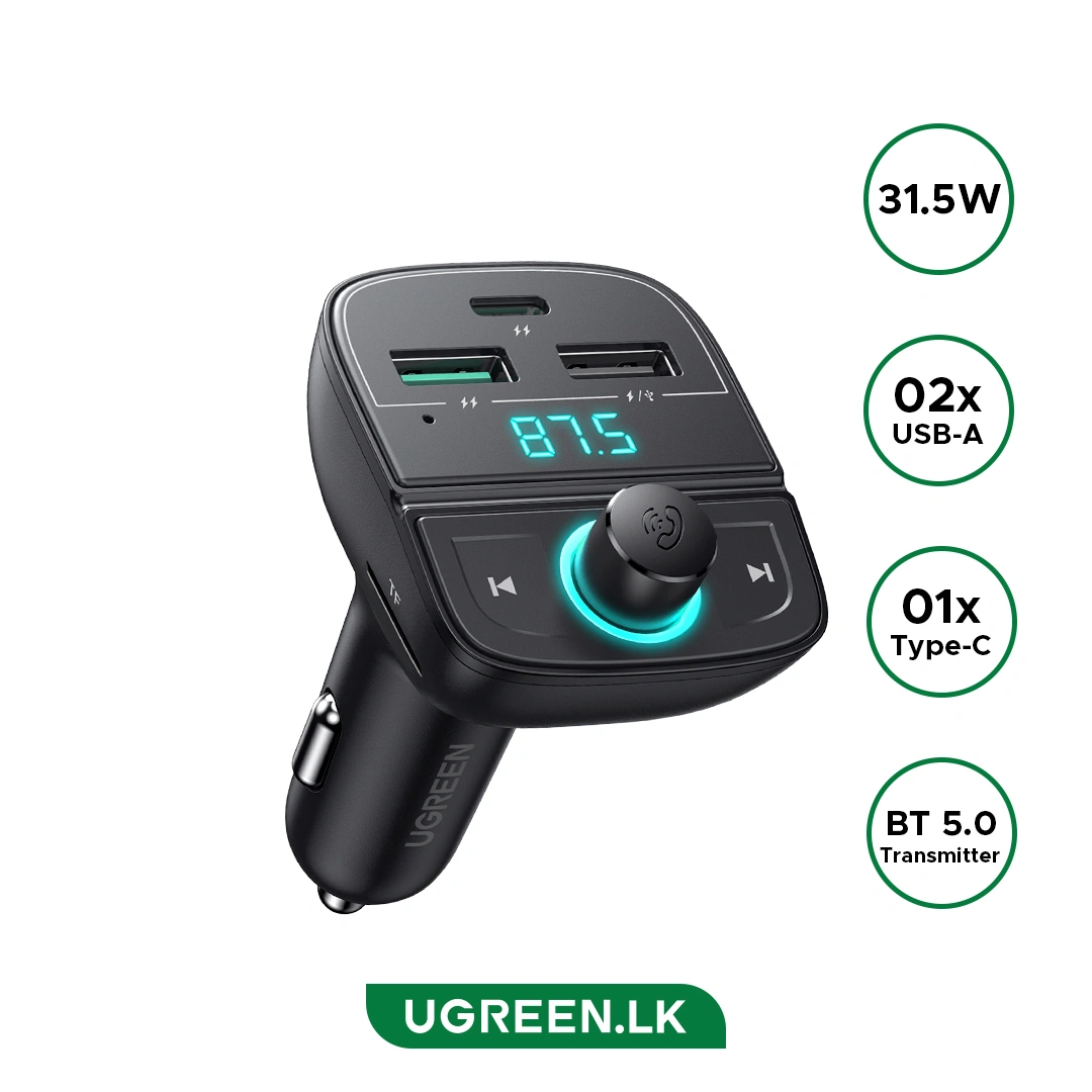 UGREENBT Car Charger (5.0+PD+QC3.0+USB Flash Drive+TF) (Black) - CD229