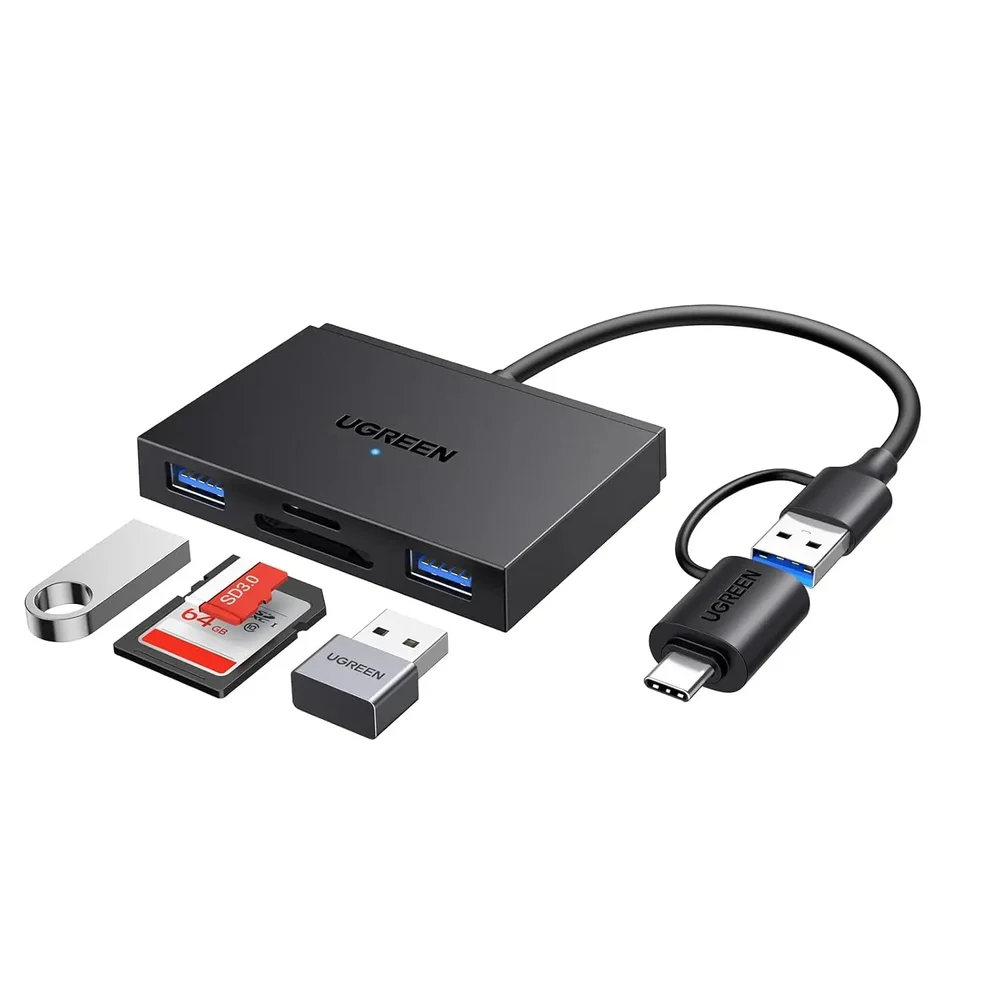 UGREEN 4-in-1 Card Reader with USB-C & USB-A 2-in-1 interface - CM812