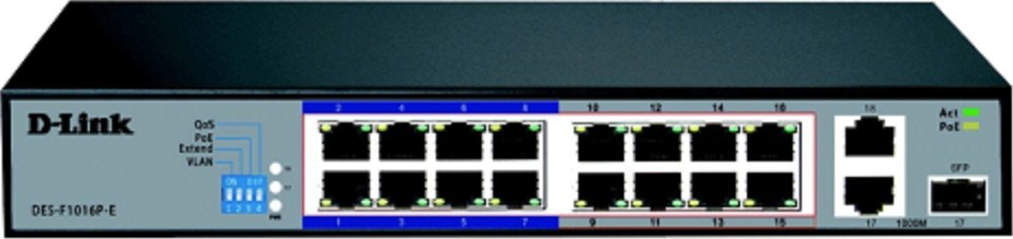 D-Link 16 Port 10/100 Base - DES-F1016P-E/B