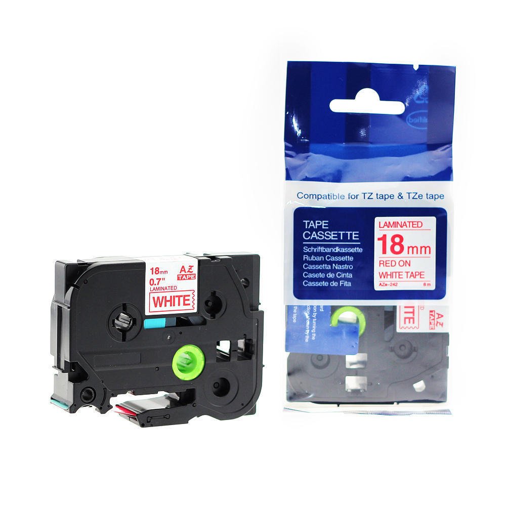 Brother TZE-242 18mm Red on White tape for p-touch 8M - 31BTP0018