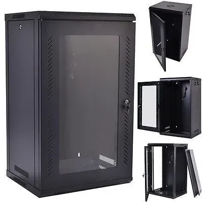 18U(600*600mm)floor mount rack with glass door - NFR-18U-6060-BL-GL