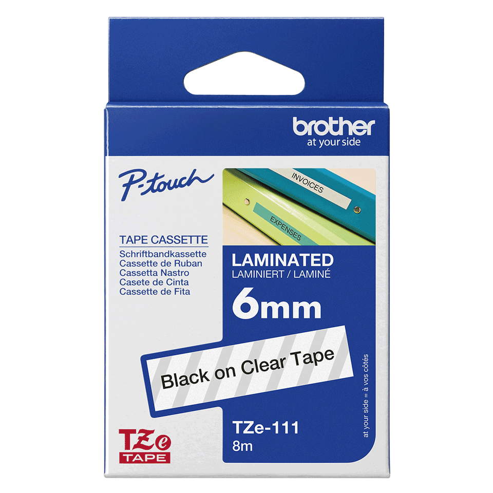 Brother TZE-111 6mm - Black on Clear tape - 31BTP0011