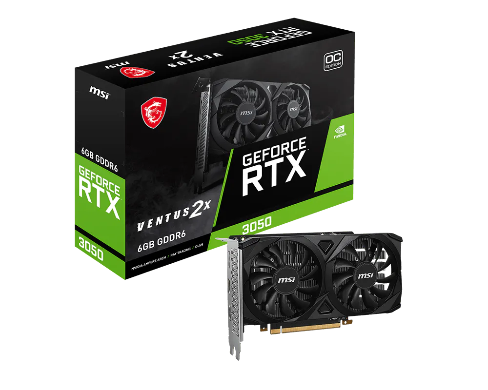 MSI GeFORCE RTX 3050 Ventus 2X 6GB GDDR6 Graphics Card 4711377176811