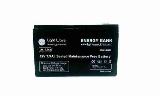 Lightwave 12V/7.5AH Ups battery-High Performance SMF battery LW 7AH