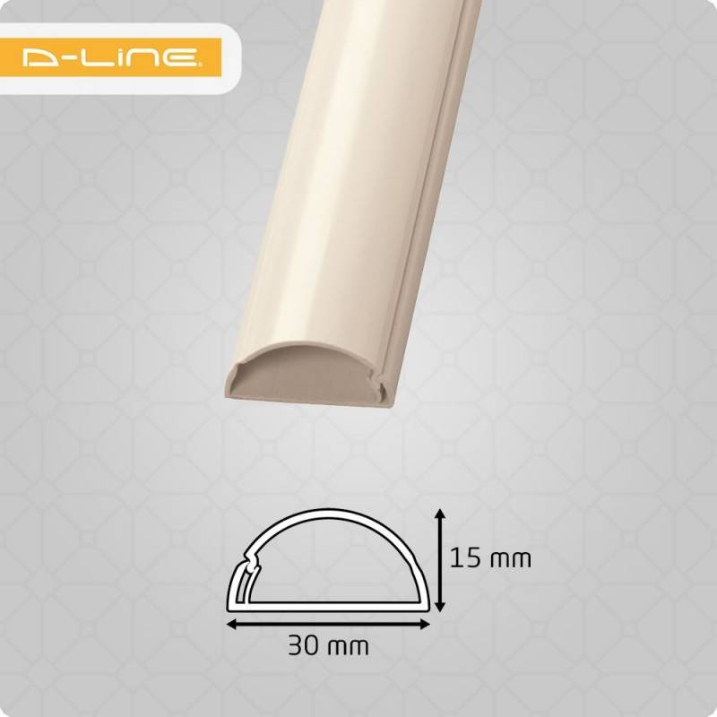 30x15mm Mini 1/2-Circle Trunking 2m Length - R2D3015W 