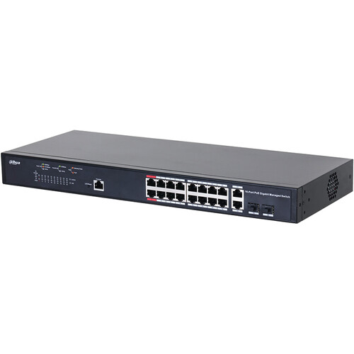 18-Port Managed Gigabit Switch with 16-Port PoE