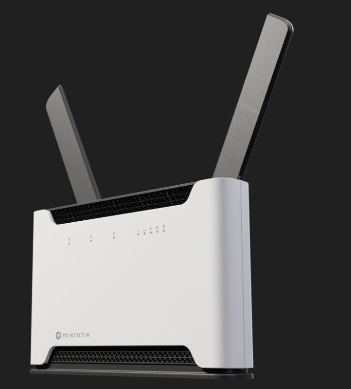 H53UiG-5HaxQ2HaxQ Chateau PRO ax with 4-core 2.2GHz CPU, 1GB RAM, 5 x Gbit LAN (PoE-out on port#5), two 4x4 MIMO wireless interfaces (built-in 4-chain 2.4GHz