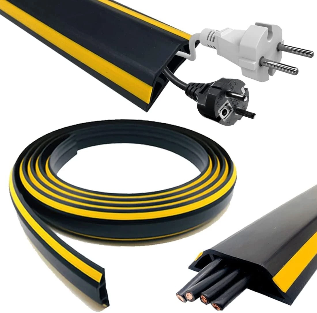 FC83H CABLE FLOOR COVER 1.8M BLACK/YELLOW HEAVY DUTY