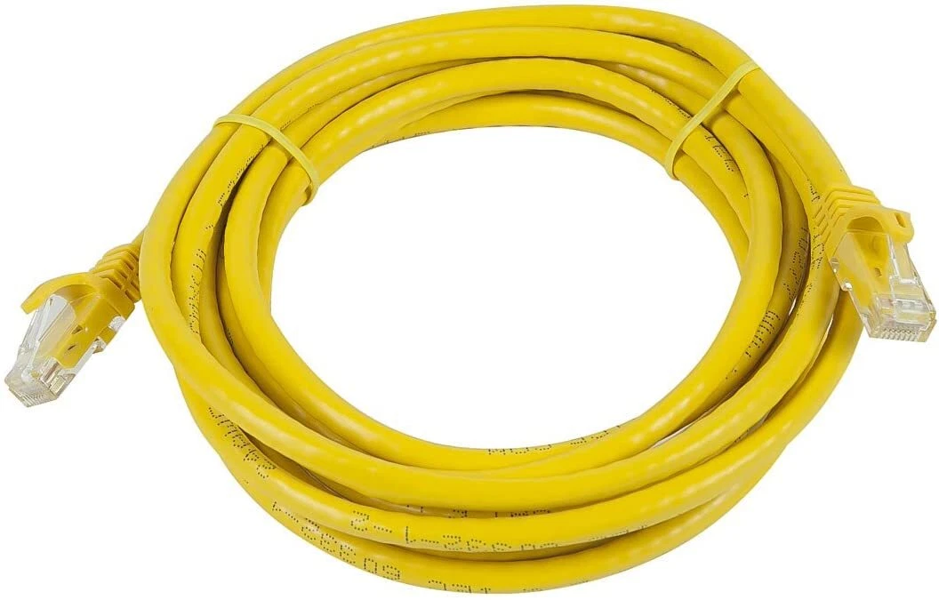 Cat6A 10G UTP 24 AWG PVC Round Patch Cord - 1m - Yellow Colour