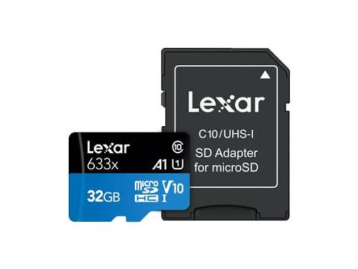 32GB Lexar® High-Performance 633x microSDHC™ UHS-I, up to 100MB/s read Without Adapter