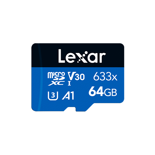 64GB Lexar® High-Performance 633x microSDXC™ UHS-I, up to 100MB/s read Without Adapter