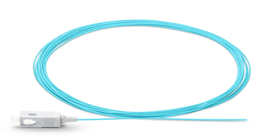 Fiber Optic Pigtail - NetKey, 1-Fiber, OM3, SC To Pigtail, 900μm Buffered Cable, Simplex, 1 Meter NKFPX1BN3NNM001