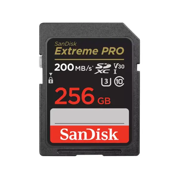 SanDisk Extreme Pro SD UHS I 256GB Card for 4K Video for DSLR and Mirrorless Cameras 200MB/s Read & 140MB/s Write