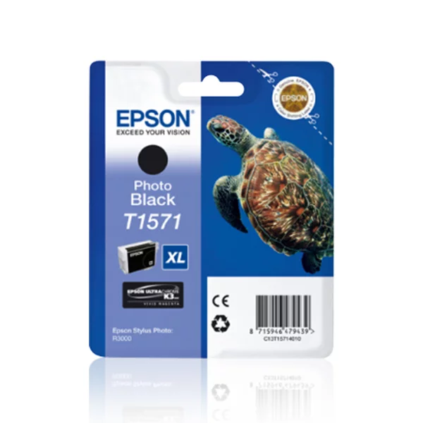 Epson T1571 Photo Black Ink Cartridge, C13T15714010, 25.9ml, UltraChrome K3, High Yield