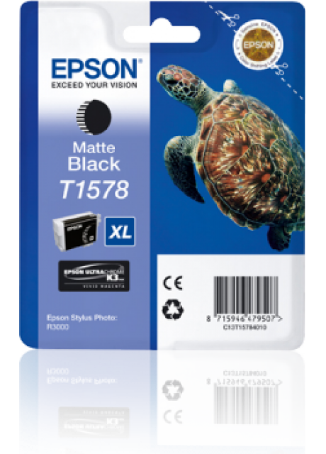 Epson T1578 Matte Black Ink Cartridge, C13T15784010, 25.9ml, UltraChrome K3, 1,000 Pages