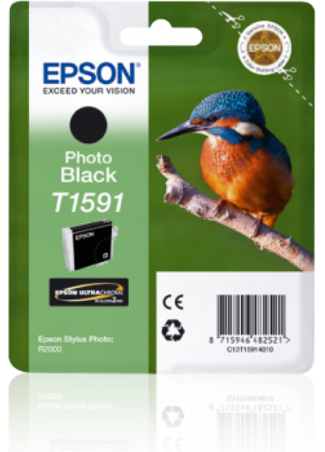 Epson T1591 Photo Black Ink Cartridge, C13T15914010, 17ml, Dye-Based, 9,100 Pages