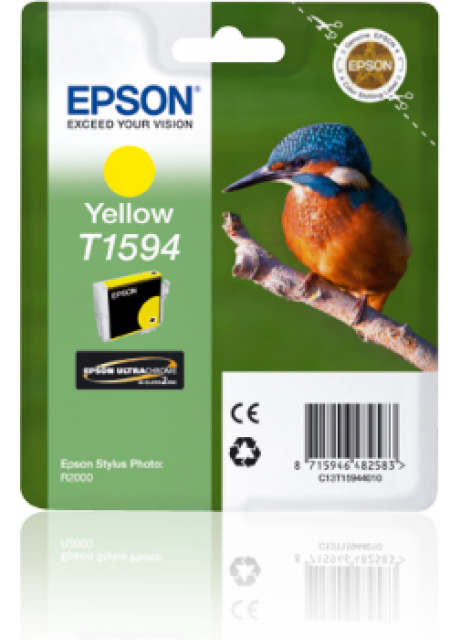Epson T1594 Yellow Ink Cartridge, C13T15944010, 17ml, UltraChrome Hi-Gloss2, 1,200 Pages