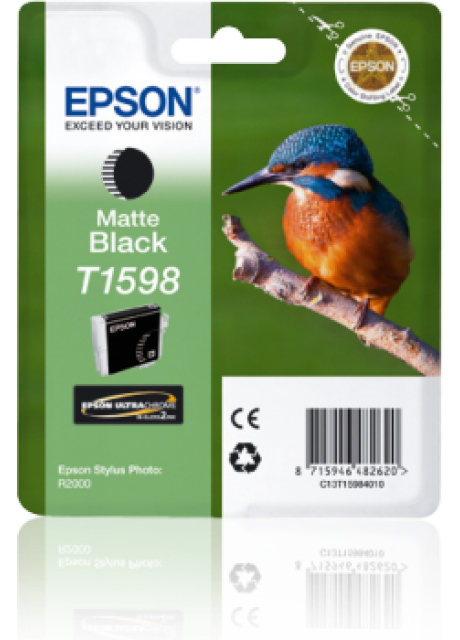 Epson T1598 Matte Black Ink Cartridge, C13T15984010, 17ml, UltraChrome Hi-Gloss2