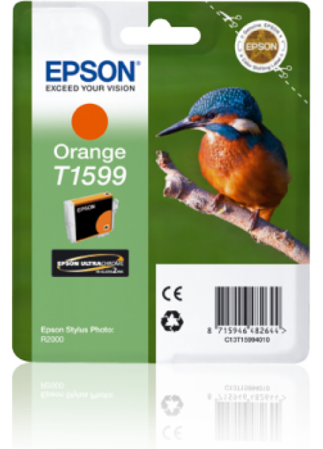 Epson T1599 Orange Ink Cartridge, C13T15994010, 17ml, UltraChrome Hi-Gloss2, 1,200 Pages